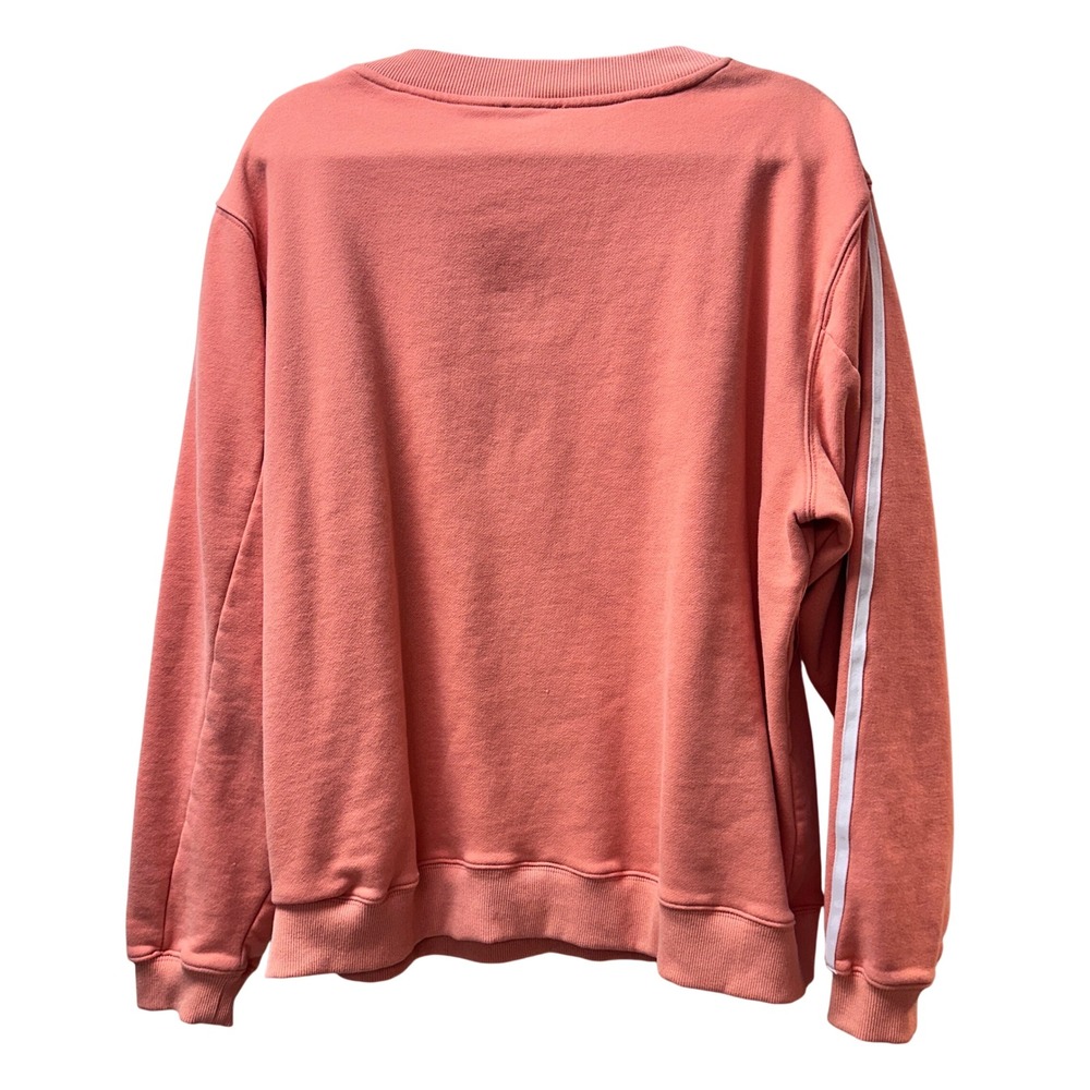 White Fox Pink Crewneck Sweatshirt Oversized M/L Stripe Sleeve - Picture 2 of 6